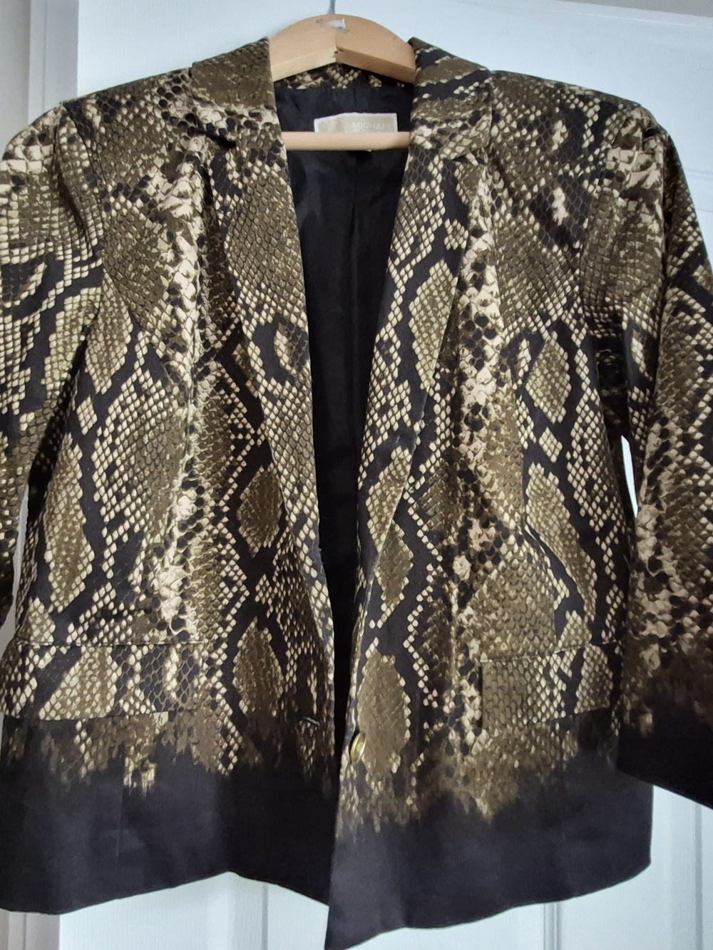 Michael Kors Gold & Black Snake-Print Blazer Size 10